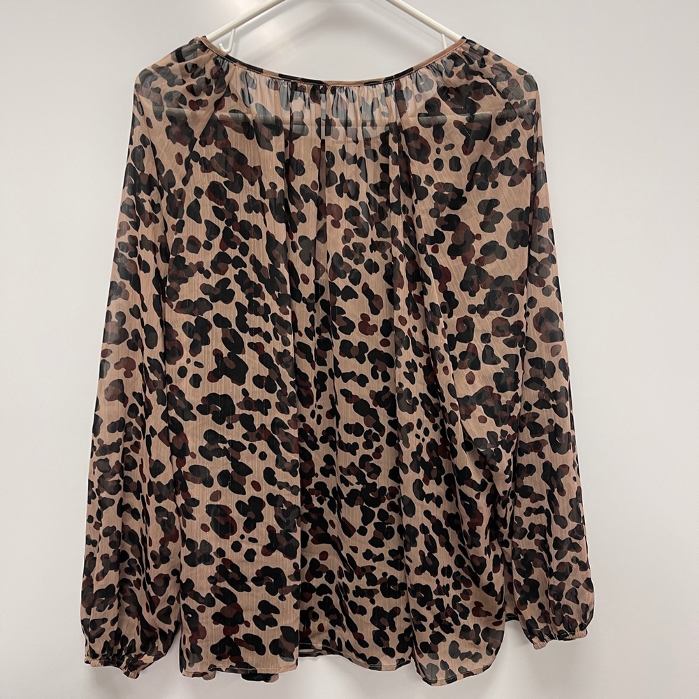 NYDJ Animal Print Pleated Henley‎ Blouse Popover 2X - Picture 8 of 13